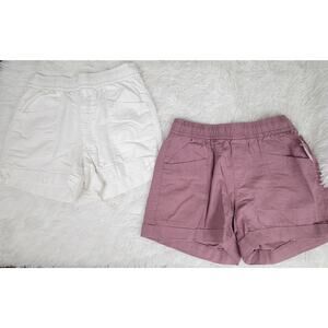 Old Navy Women Linen Blend Pull On Shorts 2pc Bundle White Mauve Purple Size XS
